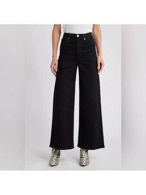 Rag & Bone Sofie High Waist Wide Leg Ankle Jean Black Bird Size 23